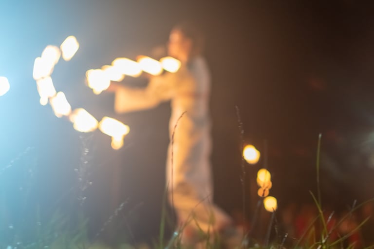 Open air fire show performance