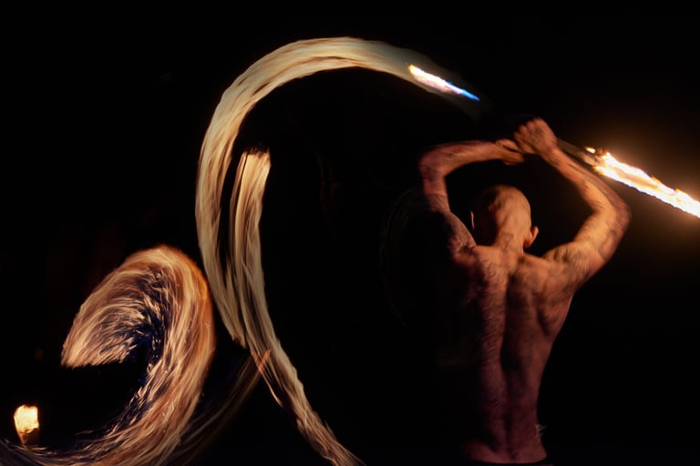 Fire performance on beach in Thailand